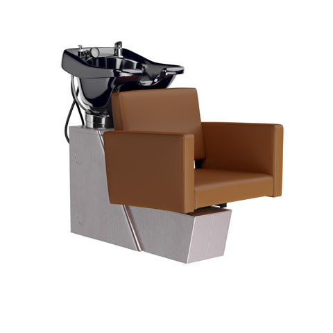 Brixen BACKWASH Shuttle Shampoo on Veeco Brushed Stainless Steel Chassis - Collins - Salon Equipment and Barber Equipment